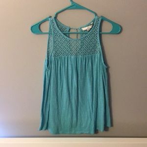 Blue knitted tank top blouse